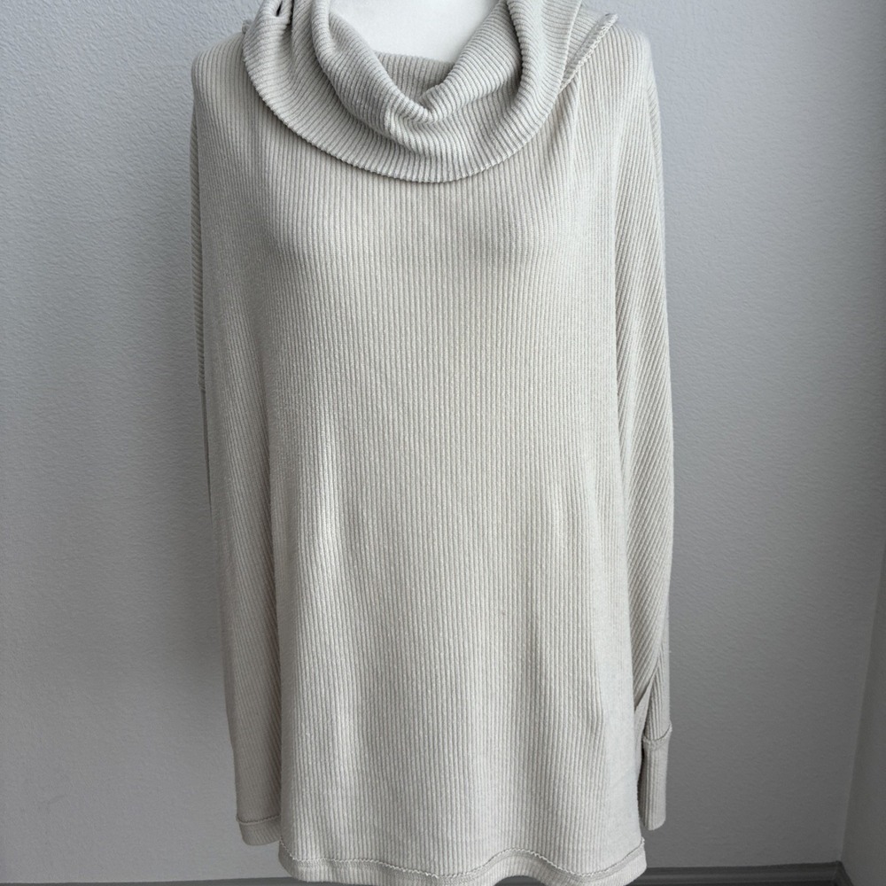 We The Free Juicy Cowl Neck Sweater Ribbed Pullover Oversized XL Oatmeal Cozy